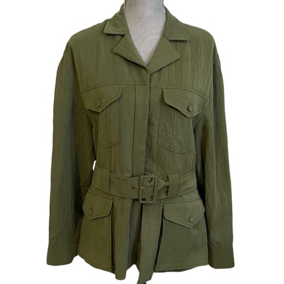 INTERMIX Utility jacket belted green size 14 - Picture 4 of 9